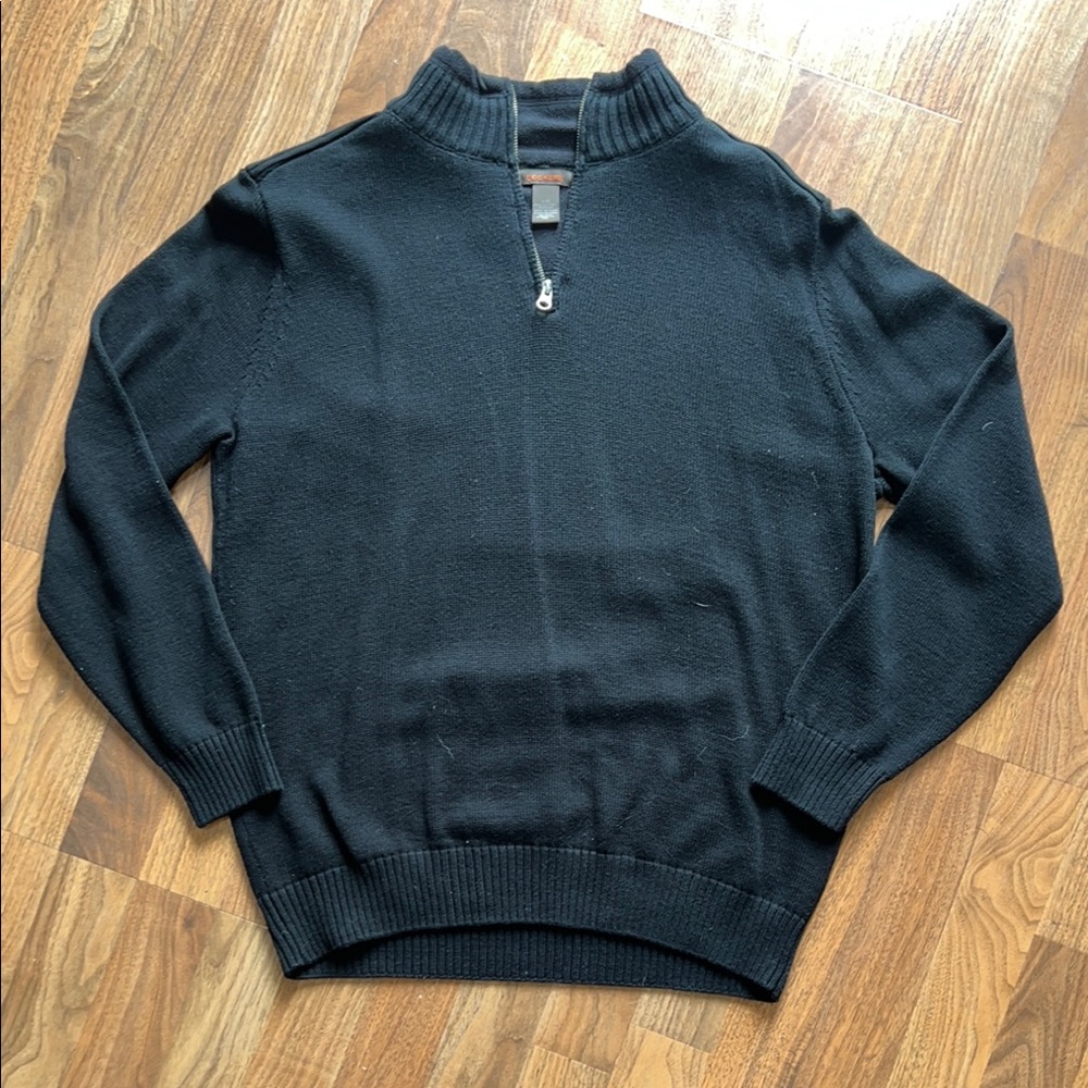 Dockers Black Zip Up Sweater Classic Knit Design